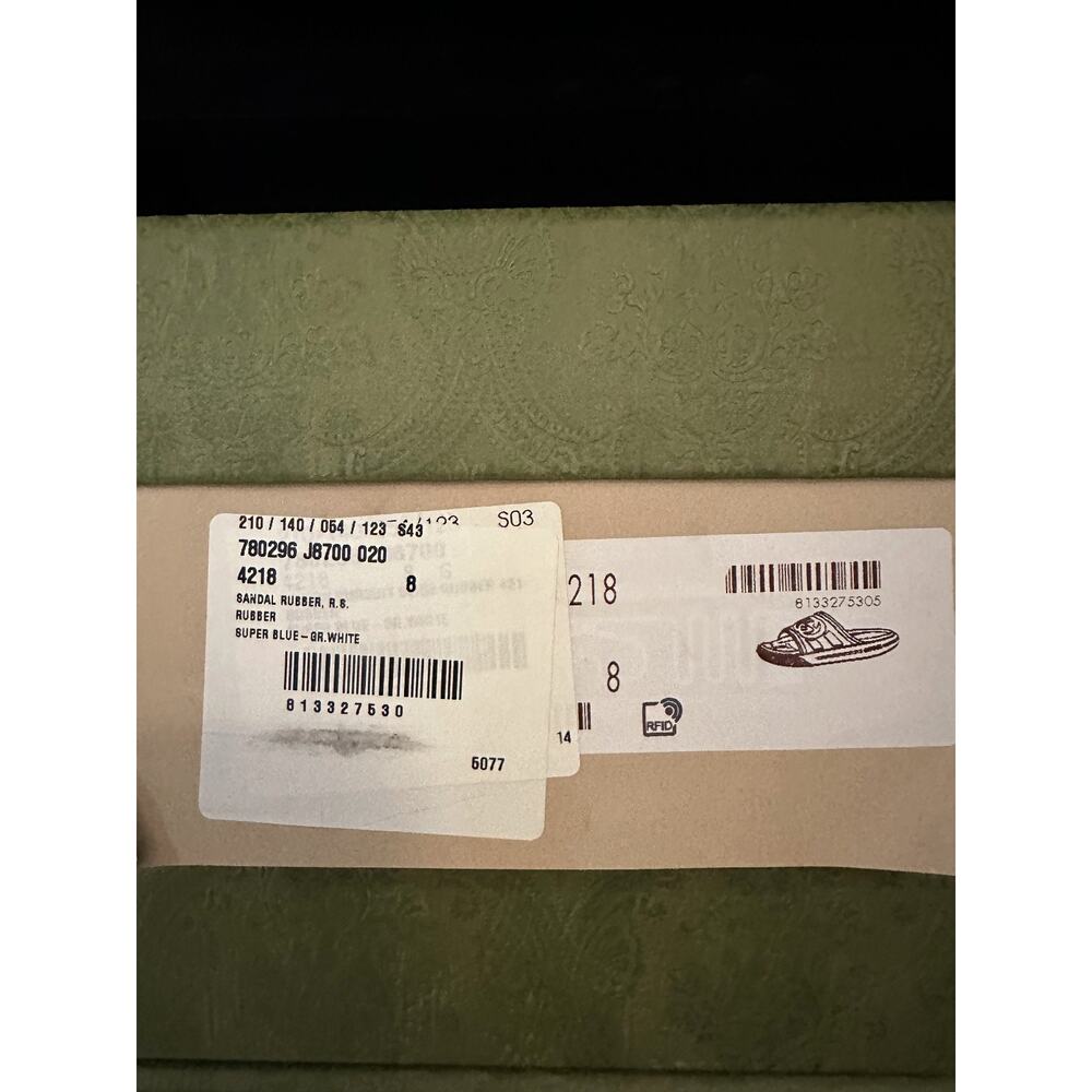 NIB Gucci Rubber Slide Sandals Blue with White GG Logo UK8 US8.5 - Picture 9 of 9